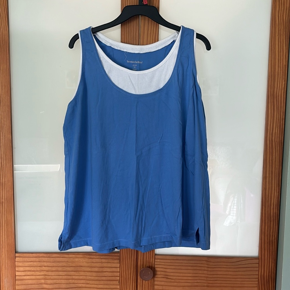Blue and white tank top